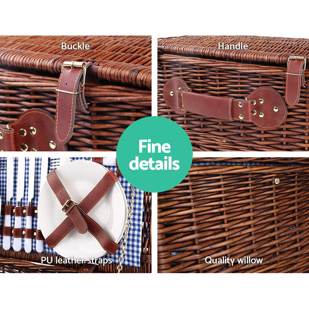 4 Person Picnic Basket Set Insulated Blanket Storage Bag by Alfresco Online | Durable & Reliable - Image 4