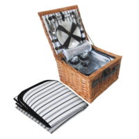 2 Person Picnic Basket Set Vintage Outdoor Baskets Insulated Blanket by Alfresco