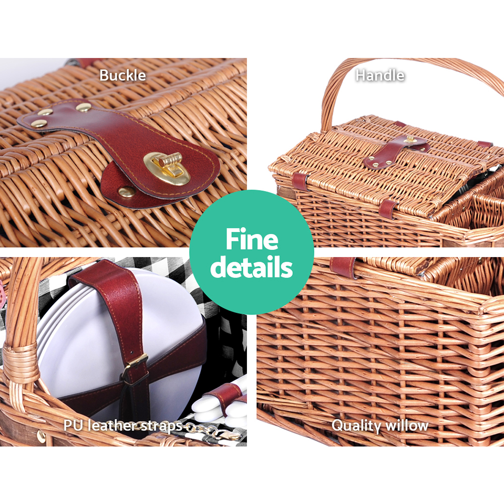 4 Person Picnic Basket Set Insulated Outdoor Blanket Bag by Alfresco Online | Durable & Reliable - Image 4