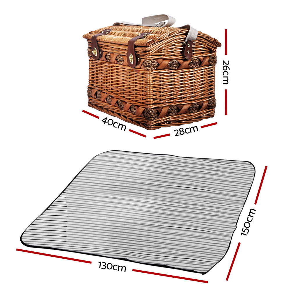 4 Person Picnic Basket Set Storage Blanket by Alfresco Online | Durable & Reliable - Image 2