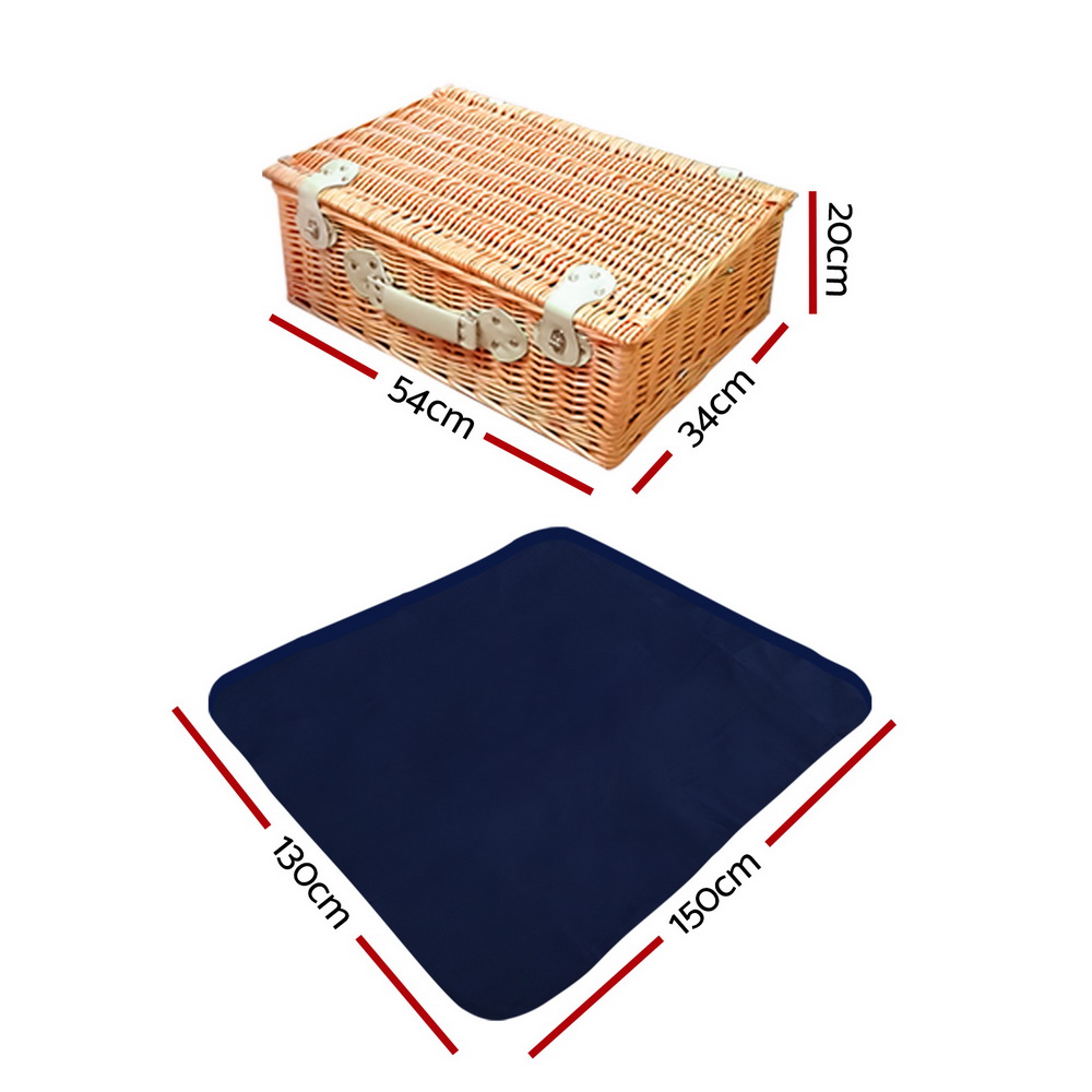 4 Person Picnic Basket Set Insulated Blanket by Alfresco Online | Durable & Reliable - Image 2
