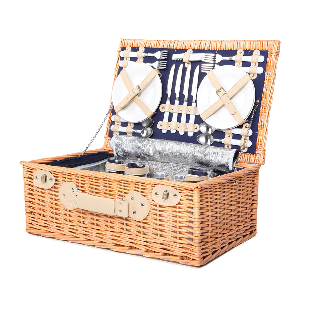 4 Person Picnic Basket Set Insulated Blanket by Alfresco Online | Durable & Reliable - Image 3