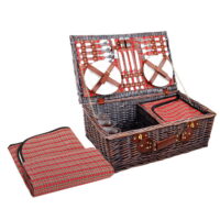 4 Person Picnic Basket Set Insulated Blanket Bag Red by Alfresco