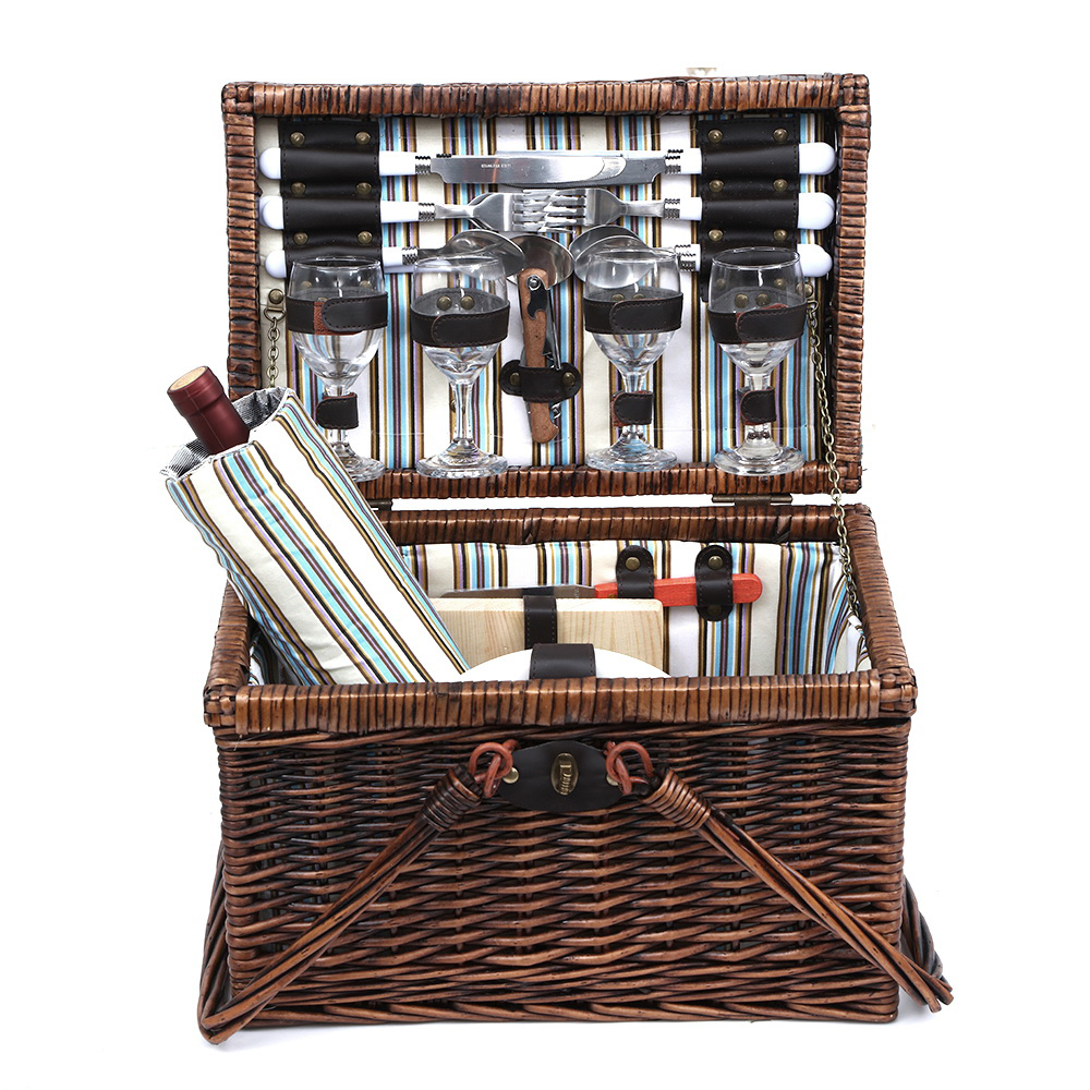 4 Person Picnic Basket Set Folding Insulated Bag by Alfresco Online | Durable & Reliable - Image 3