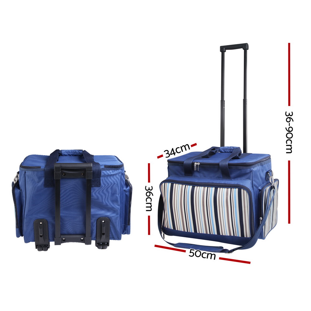 6 Person Picnic Basket Set Bag Wheels Insulated Trolley by Alfresco Online | Durable & Reliable - Image 2