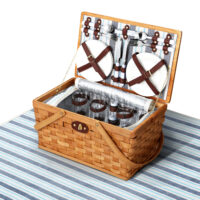 4 Person Picnic Basket Set Wooden Blanket Bag Insulated by Alfresco