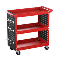 3-tier Tool Cart Storage Trolley Workshop Garage Pegboard Hooks Red by Giantz