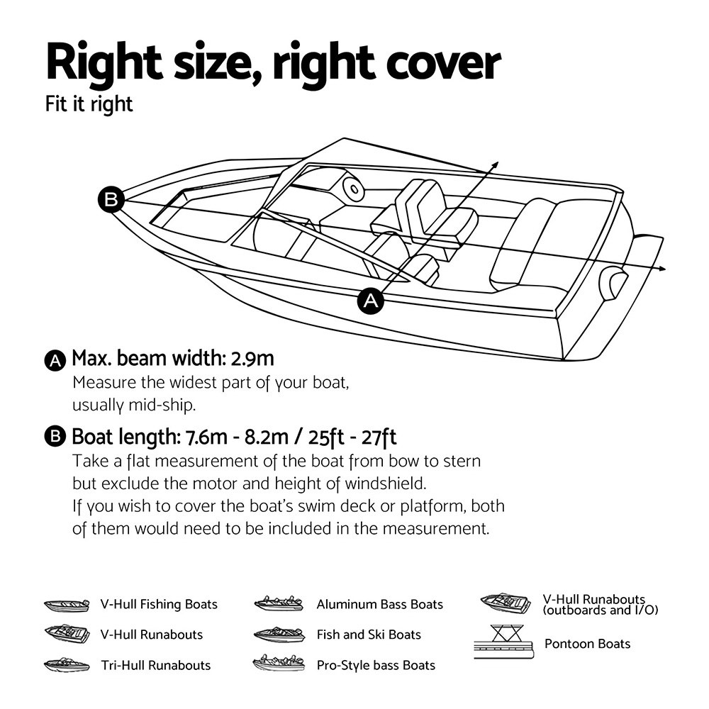 Heavy-Duty Boat Cover | Waterproof & UV Resistant 25-27ft Trailerable Jumbo Marine 600D Heavy Duty Black by Seamanship - Image 3