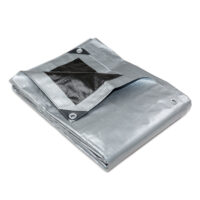 Heavy Duty Silver Black Tarp Tarpaulin 3.6x3.6m by Flyline