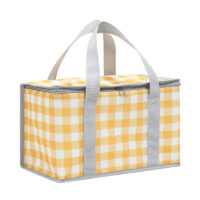 2PCS Yellow Insulated Picnic Lunch Bag with Checkered Design