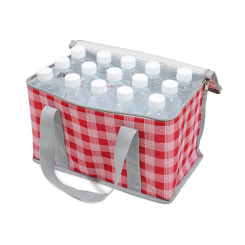 2PCS Green Insulated Picnic Lunch Bag with Checkered Design, Thermal Storage for Hot and Cold Items - Image 4